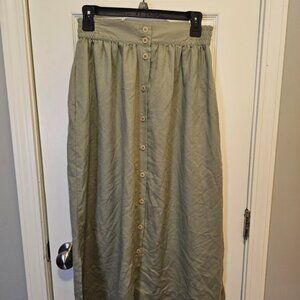 Vintage Southern Lady Sage Button-Front A-Line Skirt